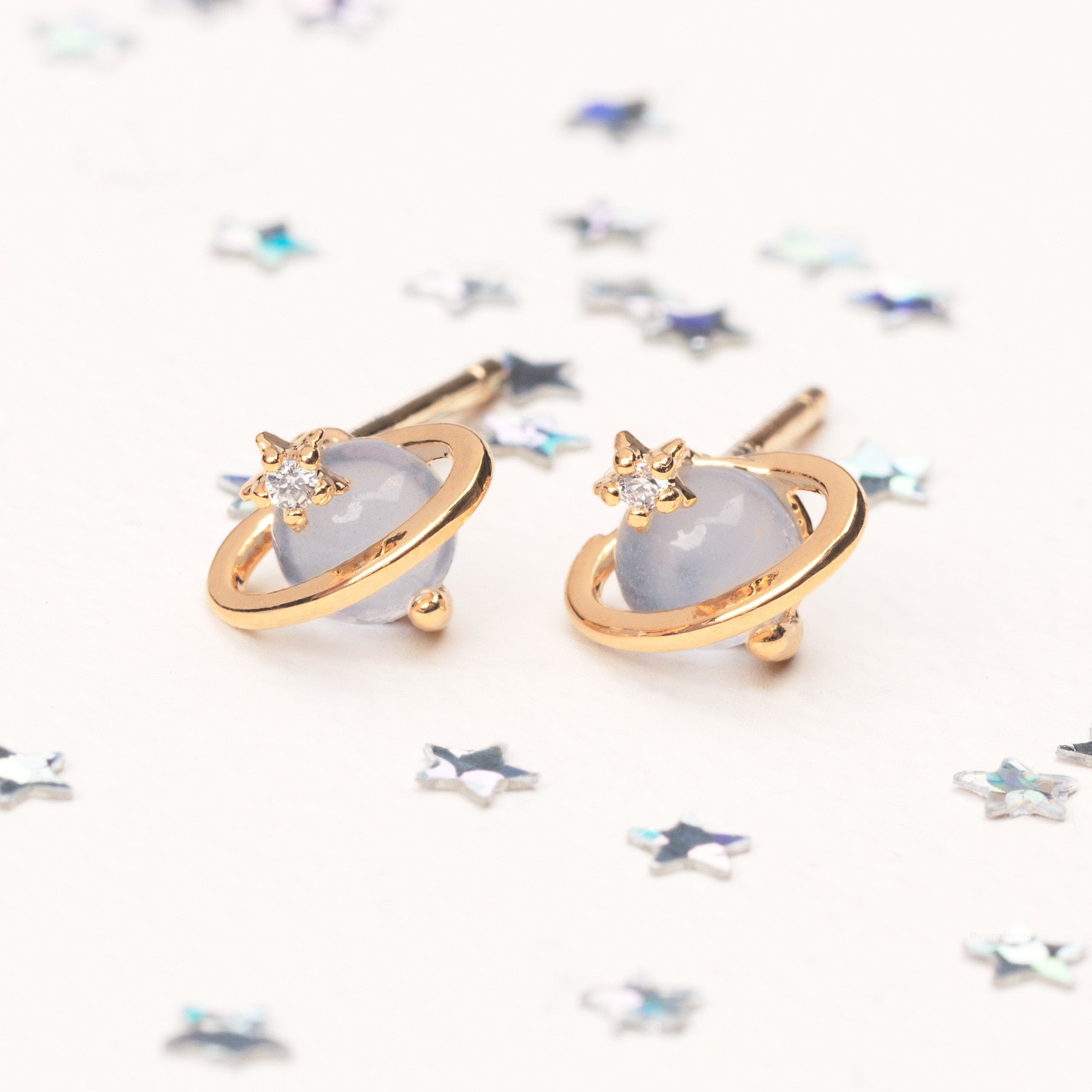 Mini Neptune Shooting Star Gold-Plated Stud Earring-Kawaii Dream