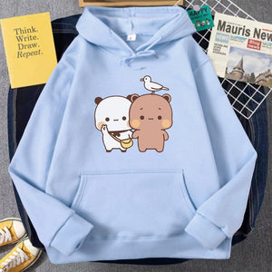 Mocha & Tofu Bears Seagull Friend Unisex Hoodie-Kawaii Dream
