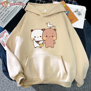 Mocha & Tofu Bears Seagull Friend Unisex Hoodie-Kawaii Dream