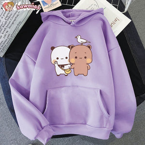 Mocha & Tofu Bears Seagull Friend Unisex Hoodie-Kawaii Dream