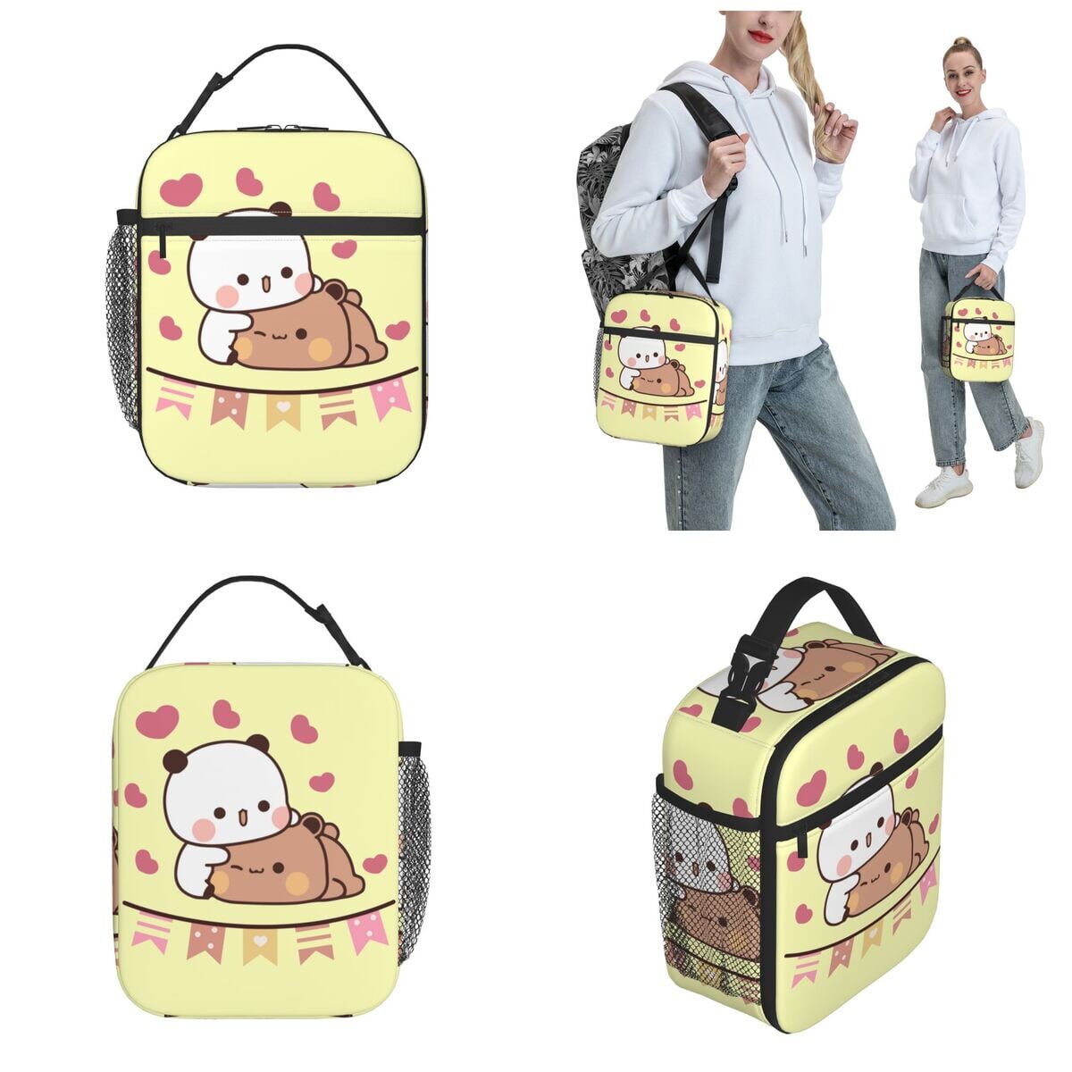 Mocha and Tofu Panda Bear Cuddle Love Lunch Bags-Kawaii Dream