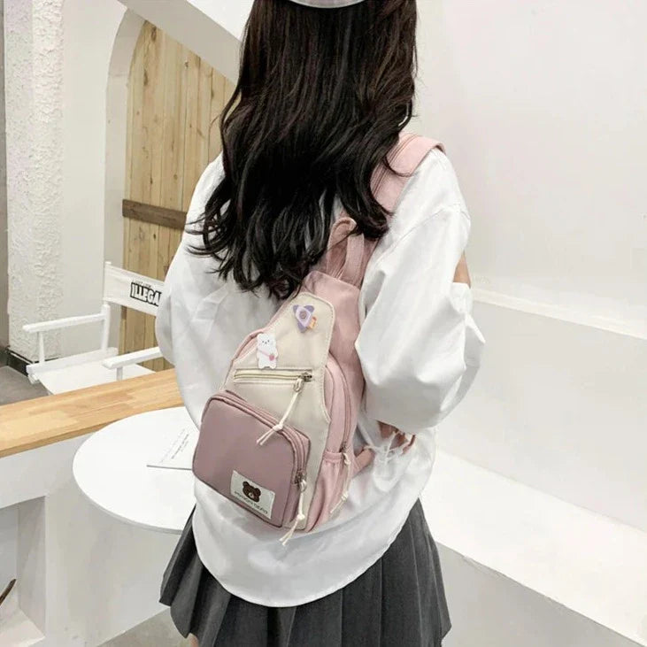 Myron Bear Colour Block Mini Backpack-Kawaii Dream