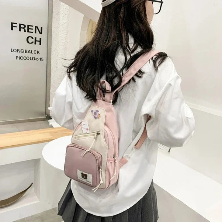 Myron Bear Colour Block Mini Backpack-Kawaii Dream