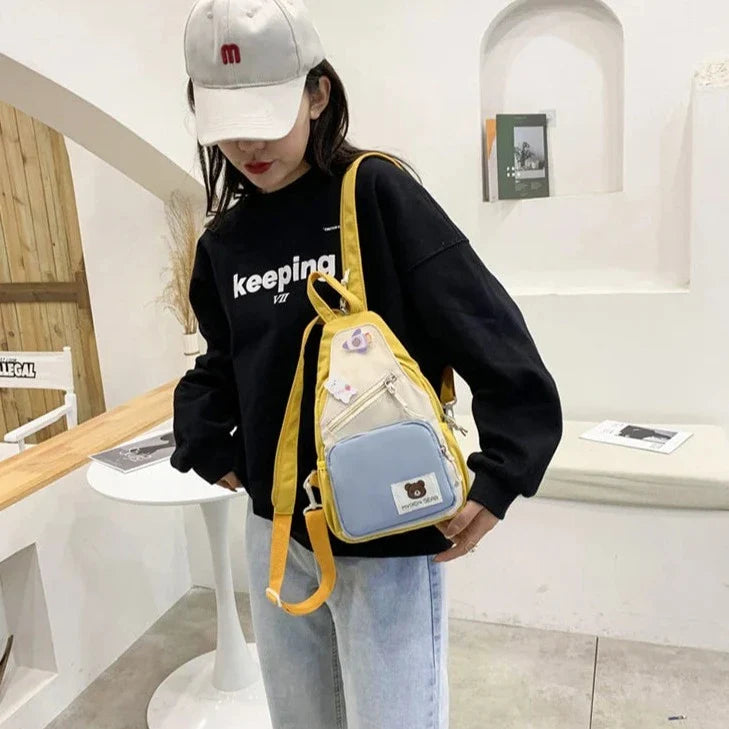 Myron Bear Colour Block Mini Backpack-Kawaii Dream