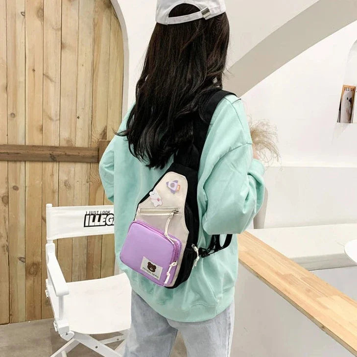 Myron Bear Colour Block Mini Backpack-Kawaii Dream