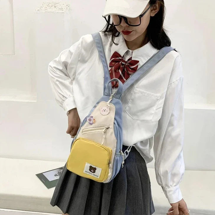 Myron Bear Colour Block Mini Backpack-Kawaii Dream