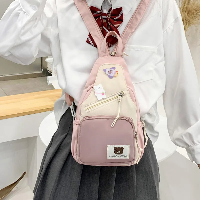 Myron Bear Colour Block Mini Backpack-Kawaii Dream