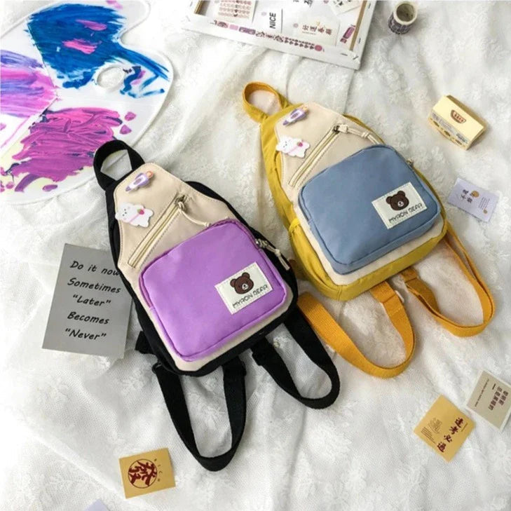 Myron Bear Colour Block Mini Backpack-Kawaii Dream