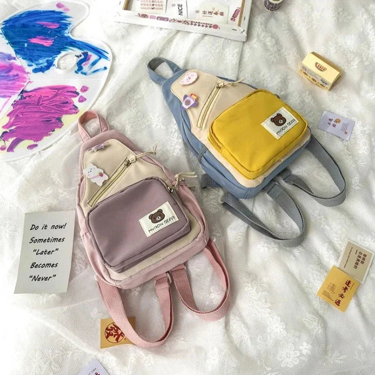 Myron Bear Colour Block Mini Backpack-Kawaii Dream