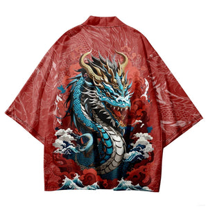 Ocean Dragon Red Unisex Kimono-Kawaii Dream