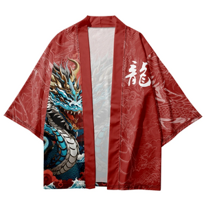 Ocean Dragon Red Unisex Kimono-Kawaii Dream