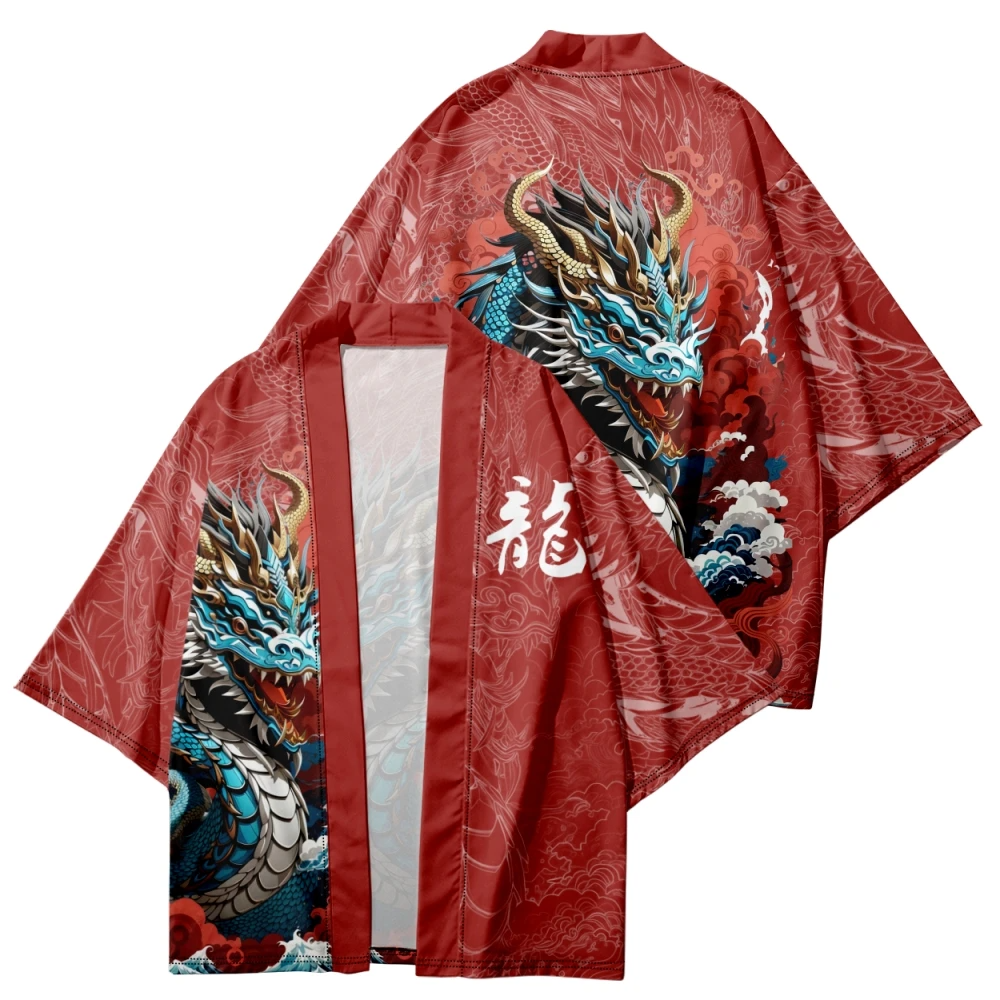 Ocean Dragon Red Unisex Kimono-Kawaii Dream