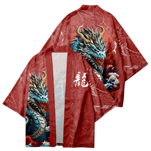 Ocean Dragon Red Unisex Kimono-Kawaii Dream