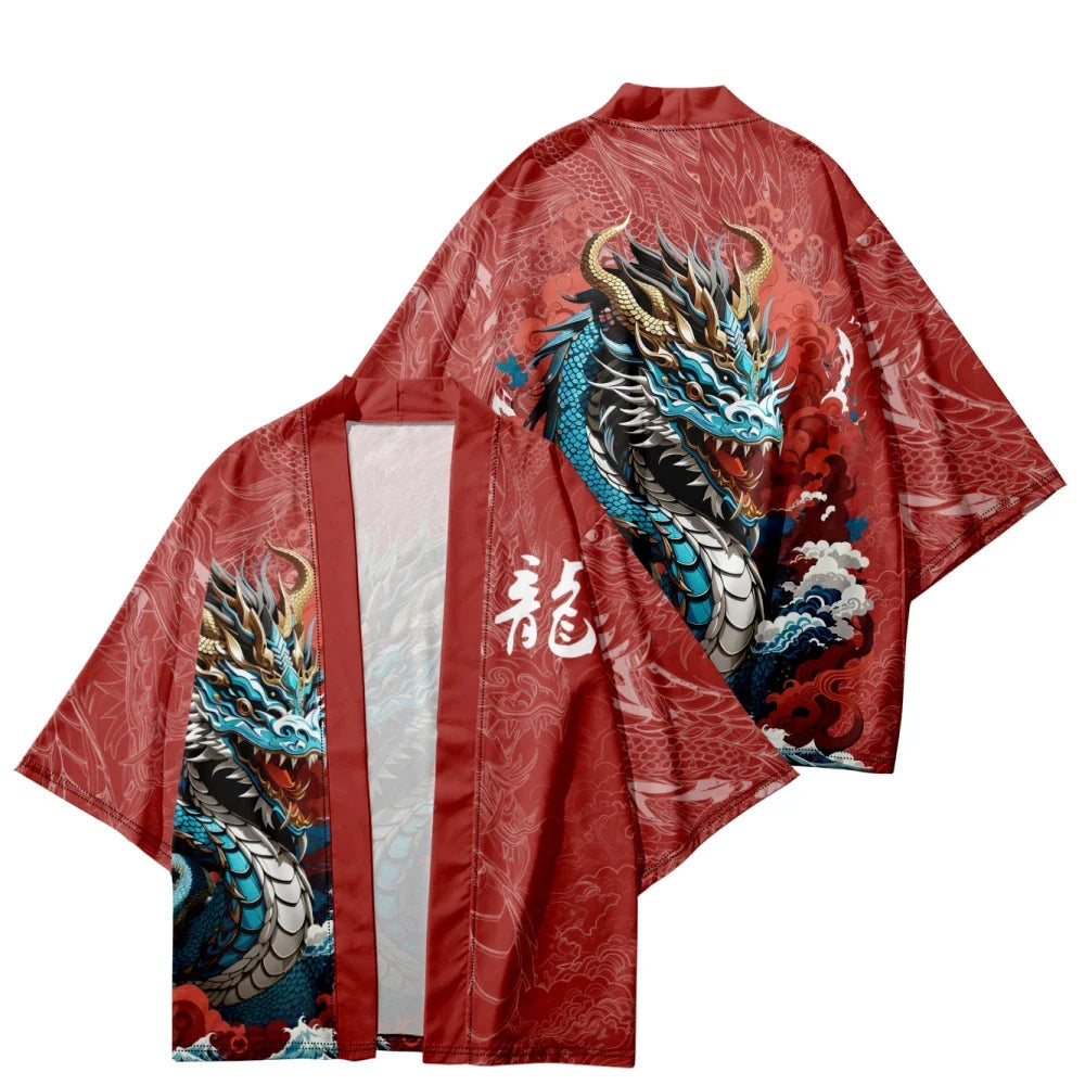 Ocean Dragon Red Unisex Kimono-Kawaii Dream