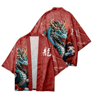 Ocean Dragon Red Unisex Kimono-Kawaii Dream