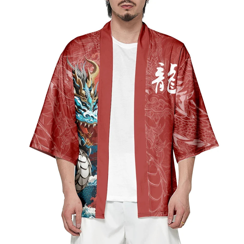 Ocean Dragon Red Unisex Kimono-Kawaii Dream