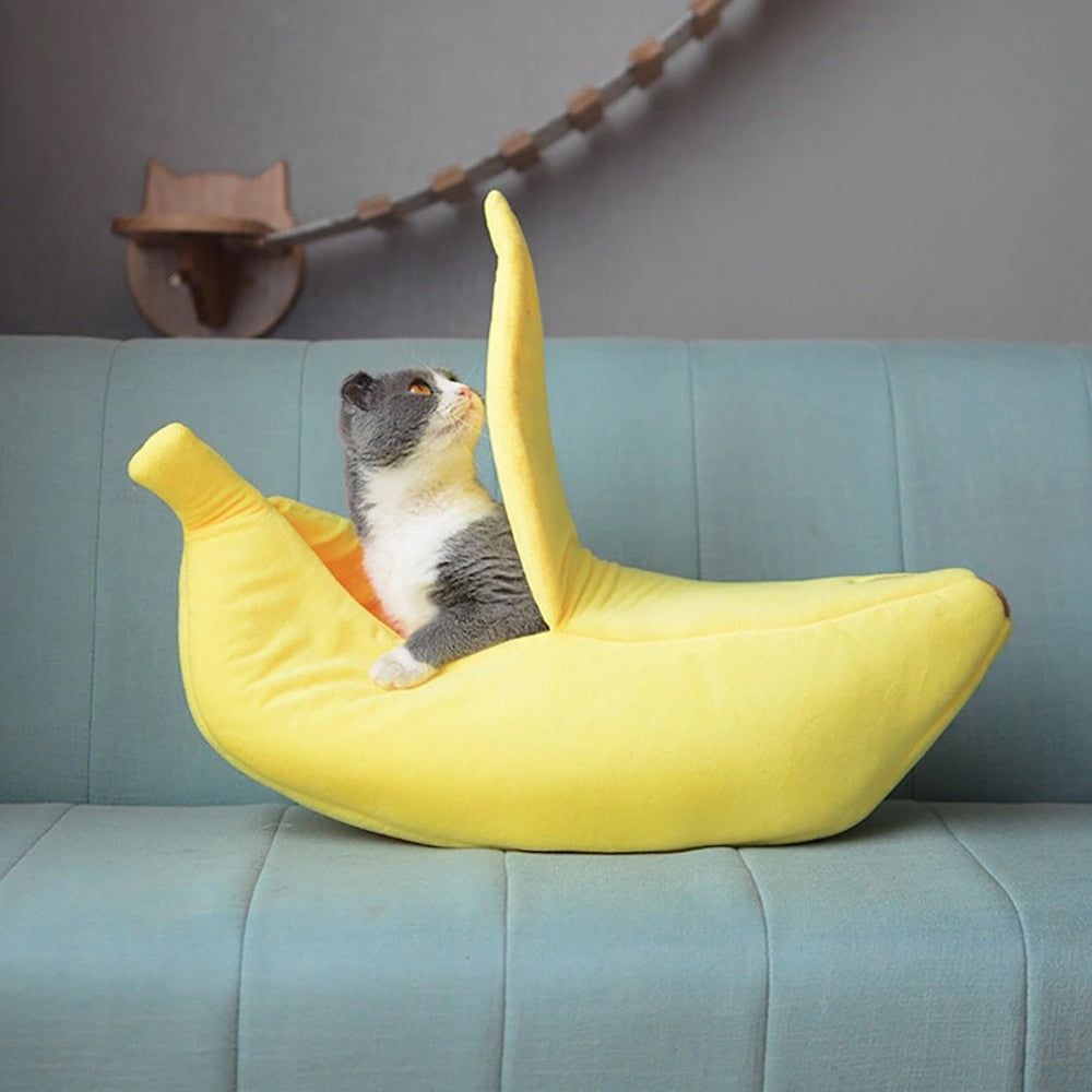 Pastel Banana Cat Dog Pet Bed House-Kawaii Dream