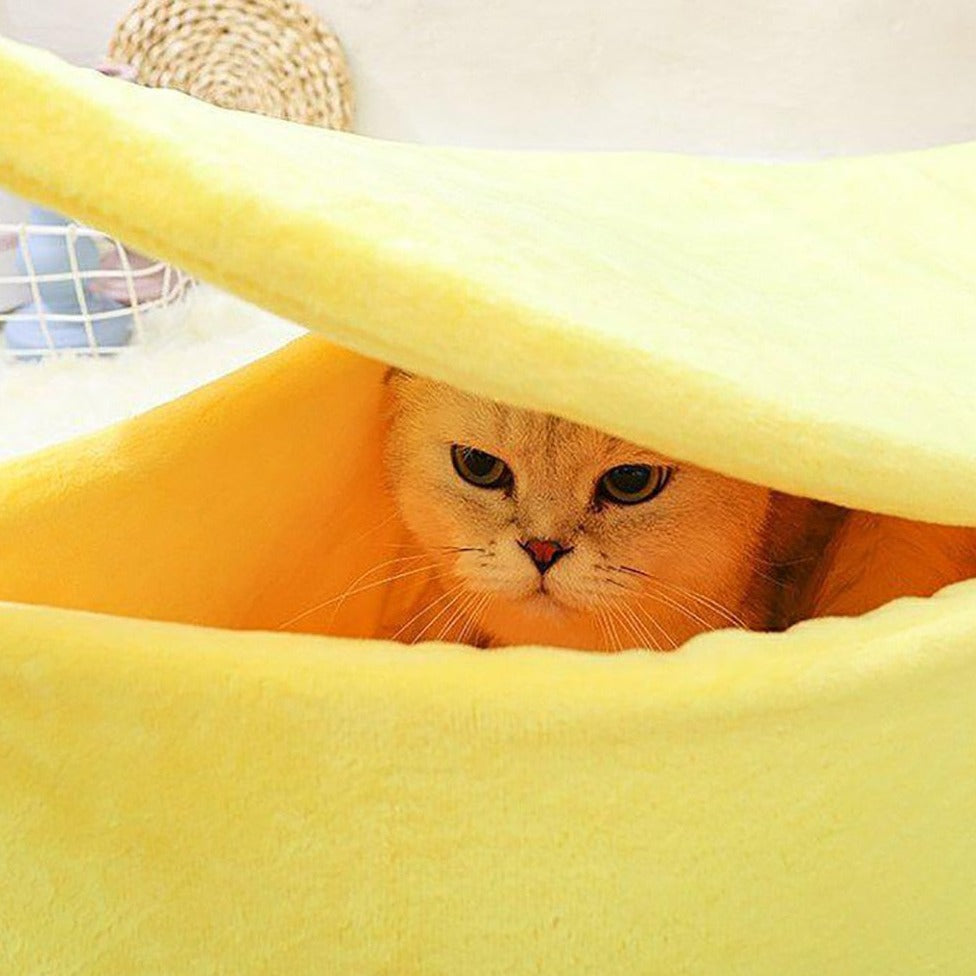 Pastel Banana Cat Dog Pet Bed House-Kawaii Dream