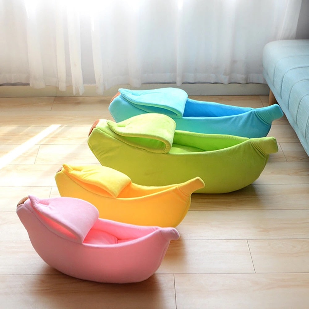 Pastel Banana Cat Dog Pet Bed House-Kawaii Dream