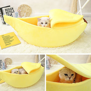 Pastel Banana Cat Dog Pet Bed House-Kawaii Dream