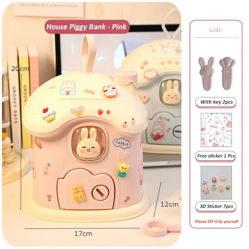 Pastel Bunny House Piggy Bank-Kawaii Dream