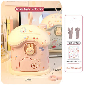 Pastel Bunny House Piggy Bank-Kawaii Dream