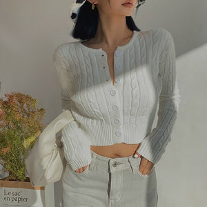 Pastel Knitted Women's Buttoned Long Sleeve Cardigan-Kawaii Dream