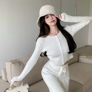 Pastel Knitted Women's Buttoned Long Sleeve Cardigan-Kawaii Dream