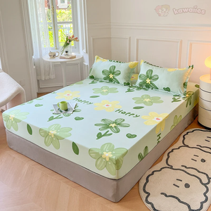 Pastel Mint Green Floral Bedsheet Only-Kawaii Dream