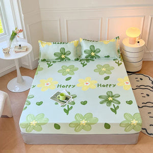 Pastel Mint Green Floral Bedsheet Only-Kawaii Dream