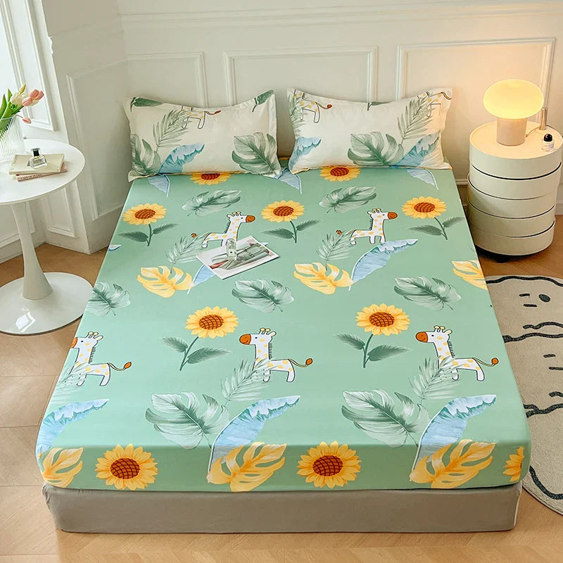Pastel Mint Green Floral Bedsheet Only-Kawaii Dream