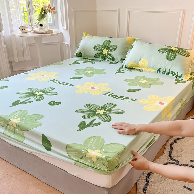 Pastel Mint Green Floral Bedsheet Only-Kawaii Dream