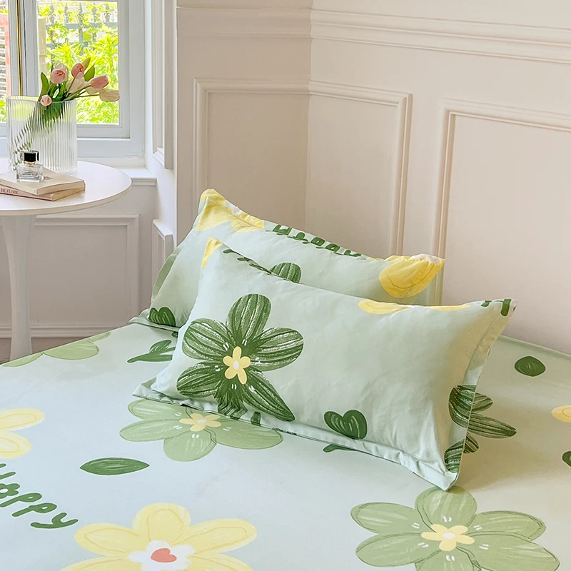 Pastel Mint Green Floral Bedsheet Only-Kawaii Dream