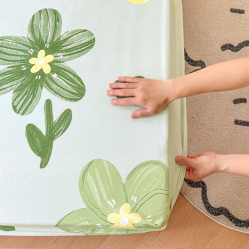 Pastel Mint Green Floral Bedsheet Only-Kawaii Dream