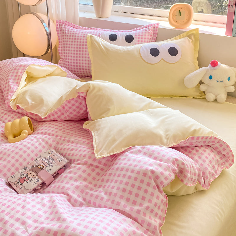 Pastel Pink Googly Eyes Bedding Set Collection-Kawaii Dream