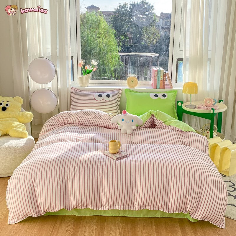 Pastel Pink Googly Eyes Bedding Set Collection-Kawaii Dream