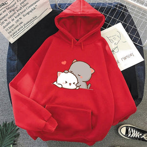 Pepper and Salt Cat Sharing Love Hoodie-Kawaii Dream