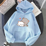 Pepper and Salt Cat Sharing Love Hoodie-Kawaii Dream