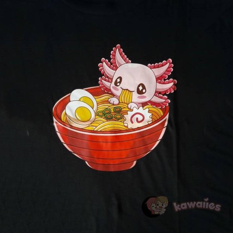 Pink Axolotl Bathing in Ramen Tee-Kawaii Dream