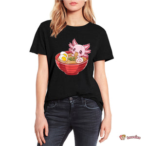 Pink Axolotl Bathing in Ramen Tee-Kawaii Dream