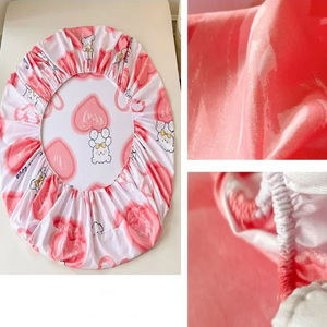 Pink Blue Kawaii Bear Polyester Bedsheet Only-Kawaii Dream