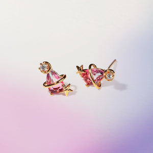 Pink Blue Teardrop Gold-Plated Stud Earrings-Kawaii Dream