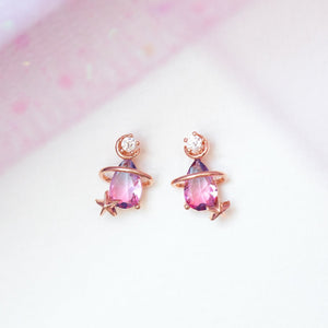 Pink Blue Teardrop Gold-Plated Stud Earrings-Kawaii Dream