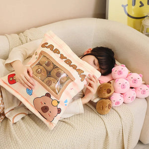 Pink Brown Capybara Candy Bag Plushies-Kawaii Dream
