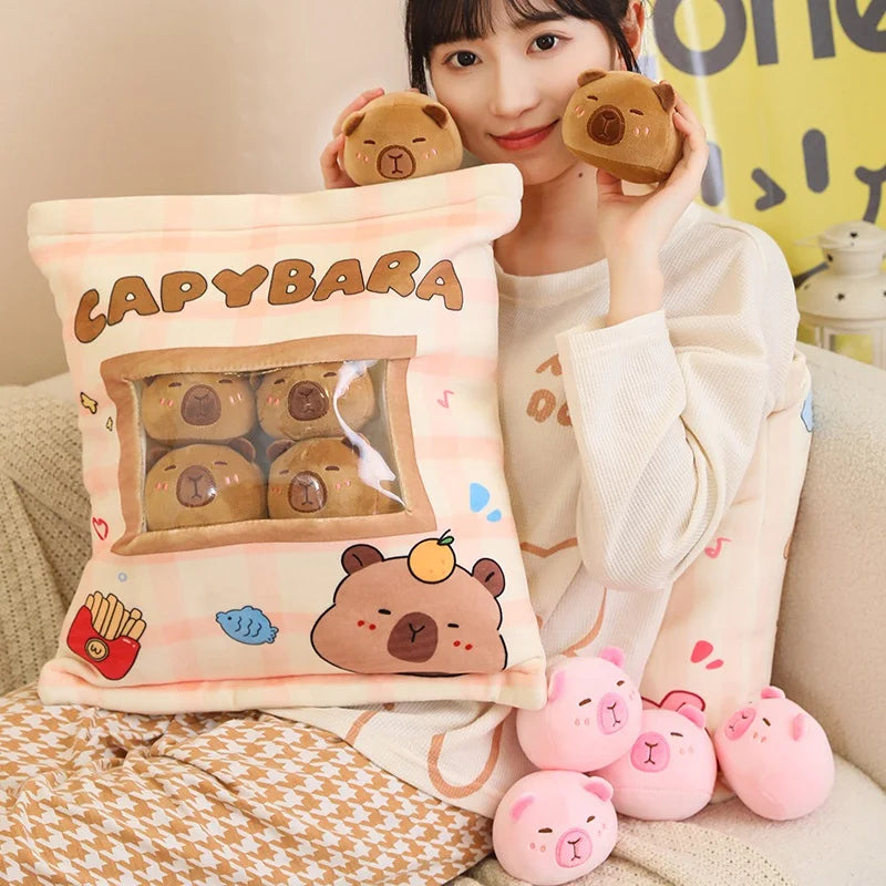 Pink Brown Capybara Candy Bag Plushies-Kawaii Dream