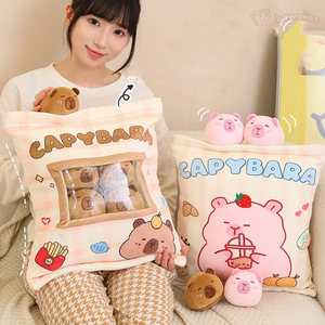 Pink Brown Capybara Candy Bag Plushies-Kawaii Dream