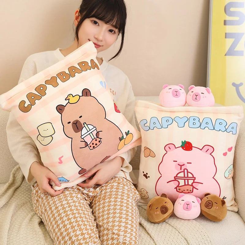 Pink Brown Capybara Candy Bag Plushies-Kawaii Dream