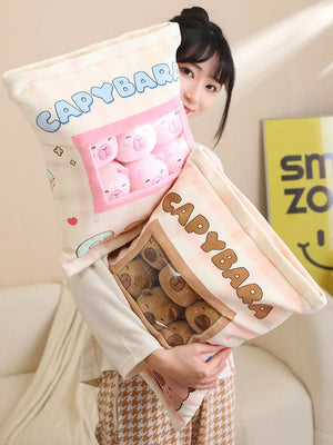 Pink Brown Capybara Candy Bag Plushies-Kawaii Dream