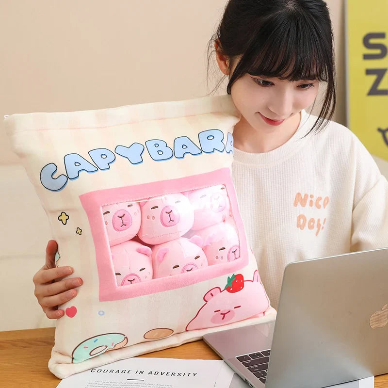 Pink Brown Capybara Candy Bag Plushies-Kawaii Dream