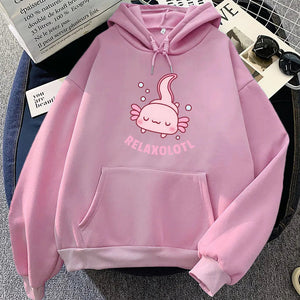 Pink Chilling Axolotl Unisex Hoodies-Kawaii Dream